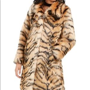 Faux Fur Animal Print Coat